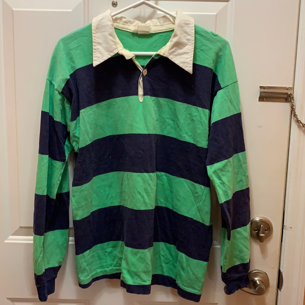 Vintage Navy and Green Rugby Shirt